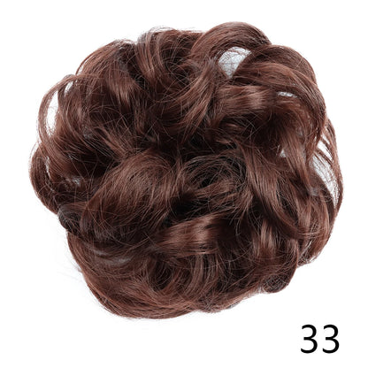 Synthetic Wavy Hair Bun Wig – Elastic Rubber Scrunchie Curly Ponytail Hair Extension for Ladies