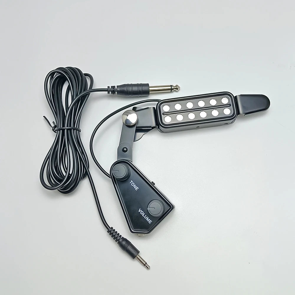 12-Hole Acoustic Guitar Sound Hole Magnetic Pickup – Transducer with Tone & Volume Control and Audio Cable for Amplified Sound System