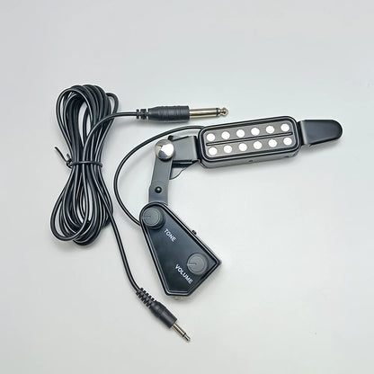 12-Hole Acoustic Guitar Sound Hole Magnetic Pickup – Transducer with Tone & Volume Control and Audio Cable for Amplified Sound System