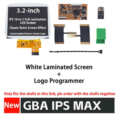 AGB IPS MAX Housing Shell Kit - Replacement Case with Buttons & Rubber Pads for 3.2-Inch GBA IPS MAX LCD