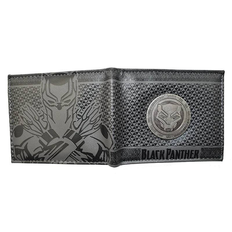 Marvel Black Panther Metal Design Wallet – PU Leather Purse with Coin Pocket for Youth