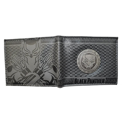 Marvel Black Panther Metal Design Wallet – PU Leather Purse with Coin Pocket for Youth