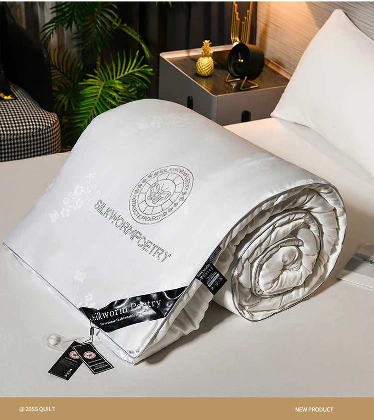 100% Mulberry Silk Handmade Comforter – Winter Warmth, Spring & Autumn Blanket, Thickened Single/Double Quilt for Home & Hotel