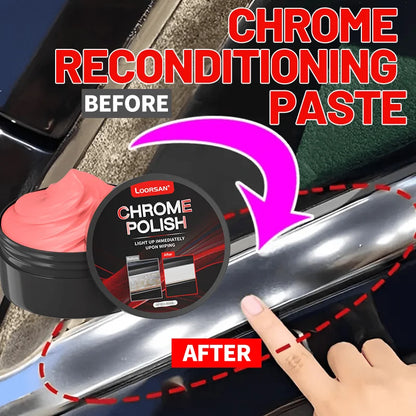 Chrome Restoration Paste for Vehicles - Oxidized Trim & Emblem Cleaner with Application Sponge