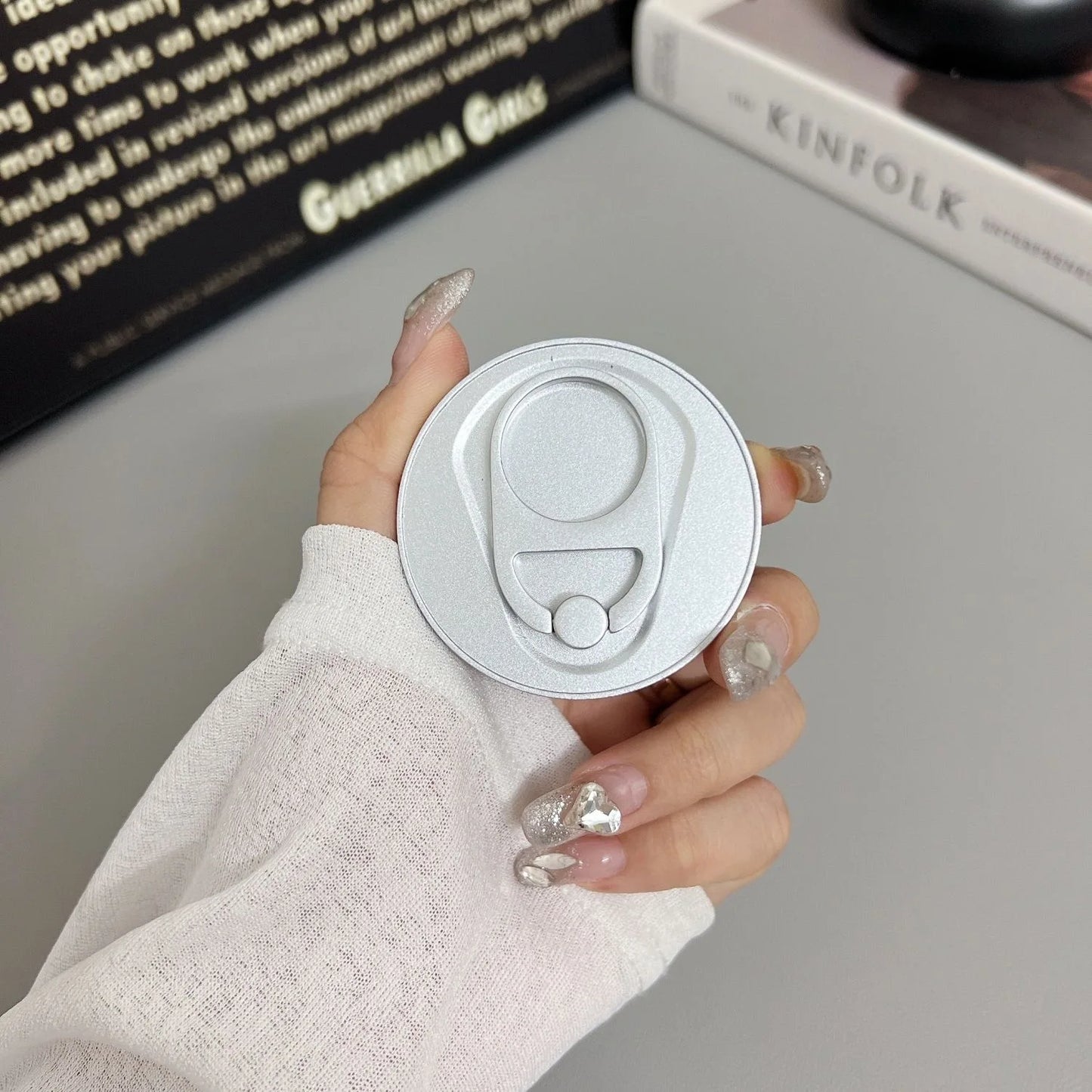 MagSafe Magnetic Zip Top Can Phone Holder – 360° Rotating Alloy Ring with Strong Suction Wall Sticker