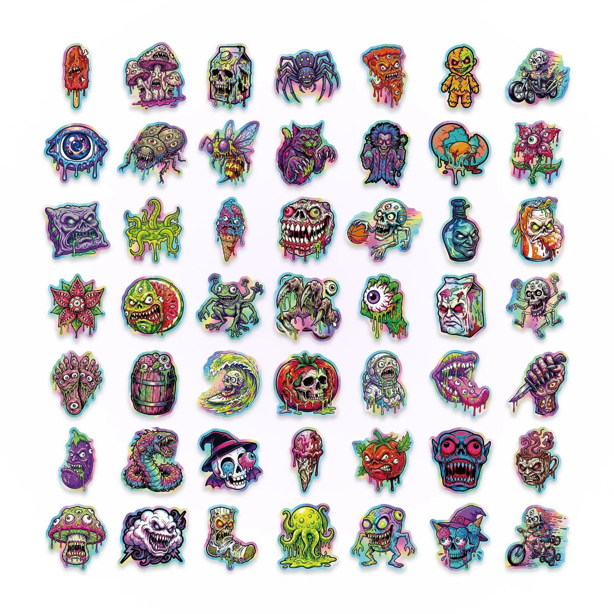 50pcs Horror Joker Skull Stickers - Waterproof Gothic Decals for Laptop, Phone, Motorcycle, Skateboard & More