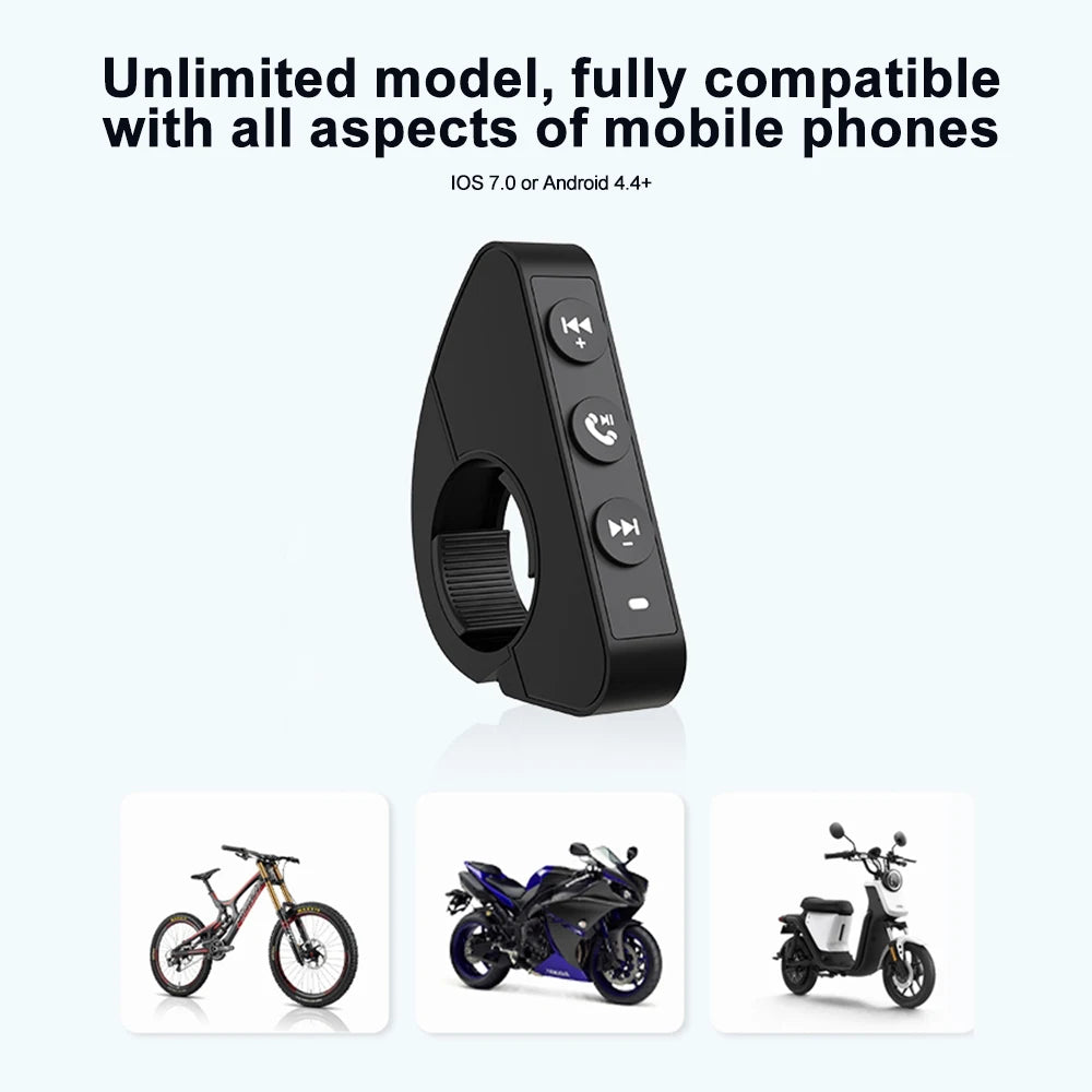 Kebidumei Bluetooth 5.3 Handlebar Remote Controller - Waterproof Wireless Media Control for Motorcycle Helmet Headsets