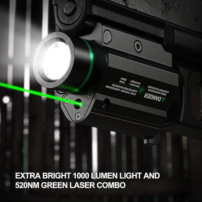Feyachi Green/Red Laser Light Combo — 1000 Lumen LED Weapon Flashlight with Picatinny Rail Mount for Pistol & Rifle, Rechargeable