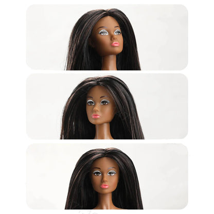 32cm Star FR Supermodel Doll — 1/6 Nude Fashion Doll with Trend Makeup, Curly & Straight Hair, White/Black/Wheat Skin DIY Dress-Up Toy