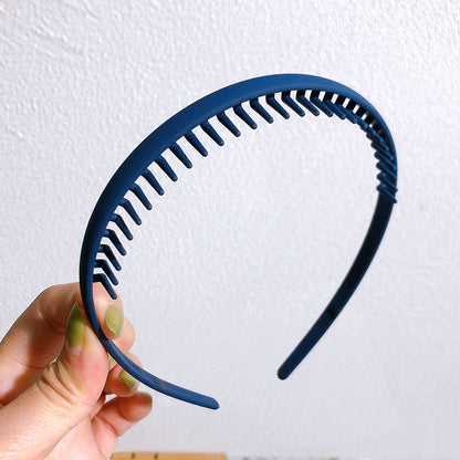 Fashion Solid Color Plastic Hairbands – Toothed Wave Combs, Non-slip Hair Bands for Women & Girls, Face Wash Headbands, Hair Accessories