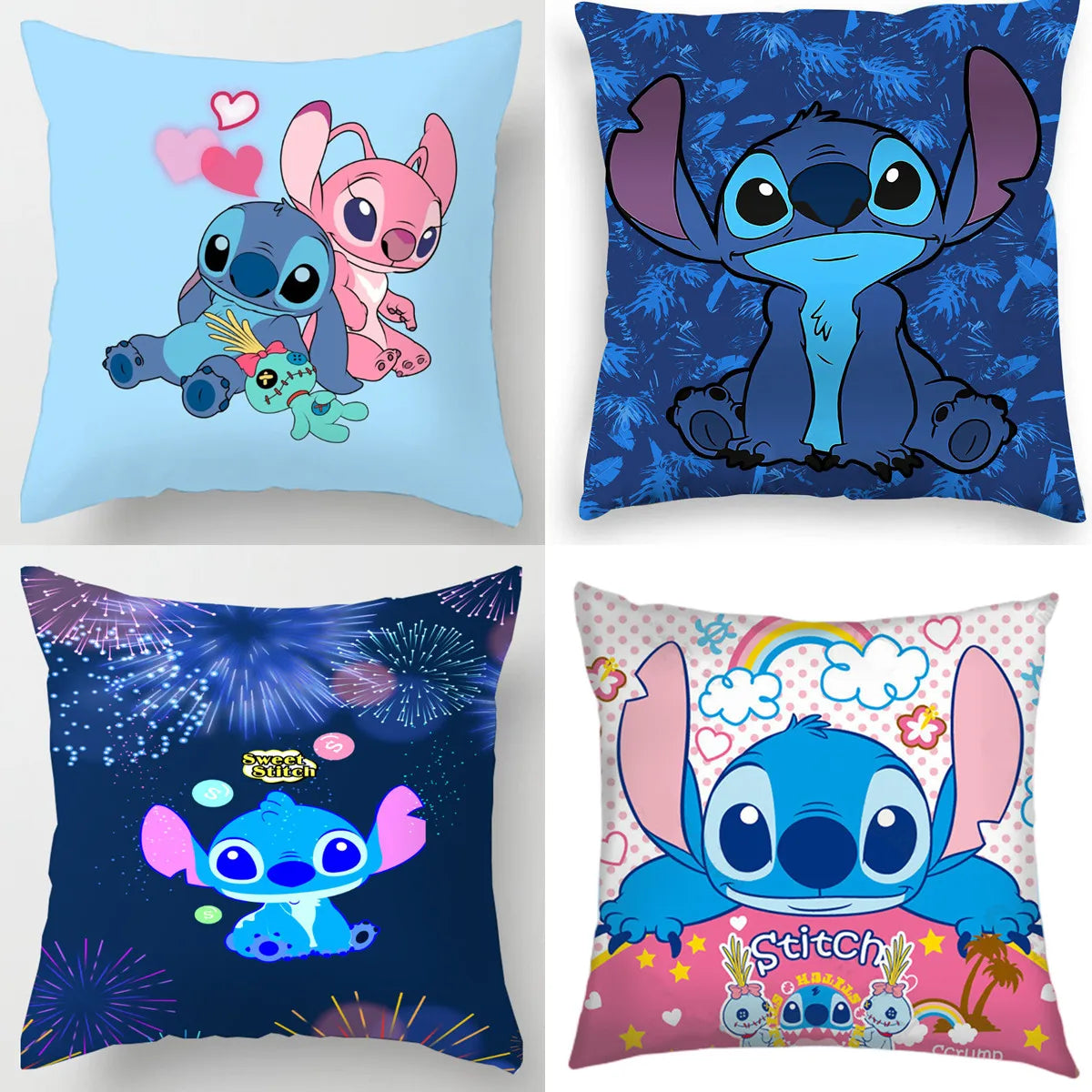 Anime Disney Stitch Pillowcase – Double-Sided Print Kawaii Stitch Pillow for Children's Room, Interior Decoration, and Gifts