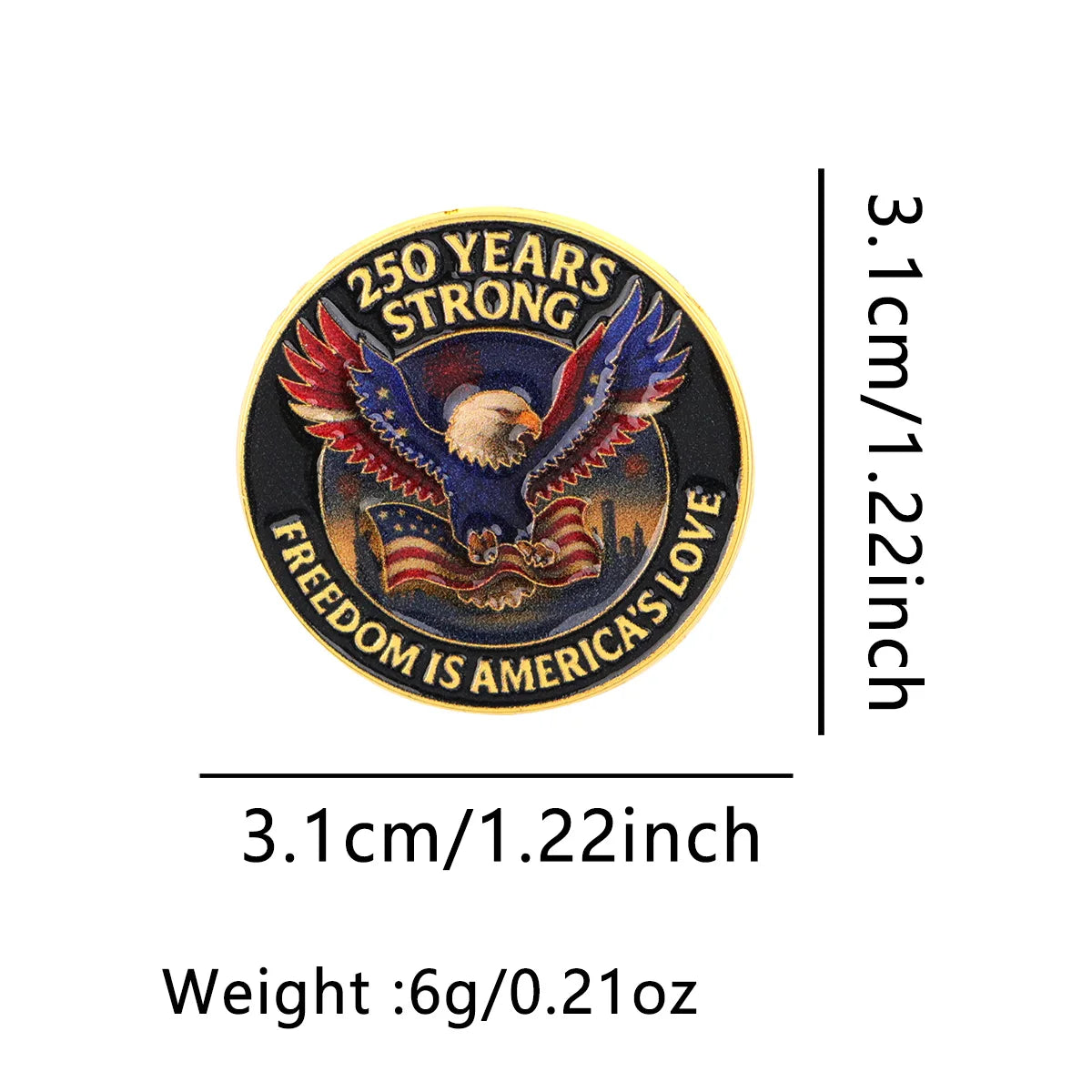 250th Anniversary Eagle Enamel Pin - Patriotic USA Lapel Badge Brooch for Backpacks, Clothing, and Gifts