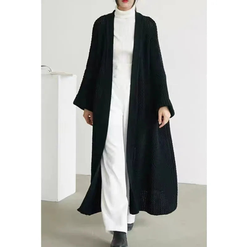 Autumn Winter Women’s Long Knitted Cardigan Sweater – Casual Loose Warm Long Sleeve Coat