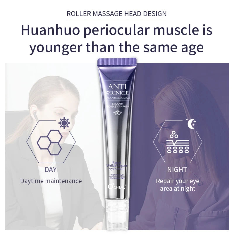 O'CHEAL Anti-Wrinkle Eye Cream Roller – Dark Circle & Puffiness Reducer with Hyaluronic Acid for Anti-Aging Skin Care