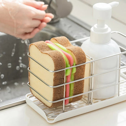 Cute Toast-Shaped Dishwashing Sponges - Washable Scrubber Tools for Pots, Sandwich Type Dishcloth Kitchen Cleaning Towel