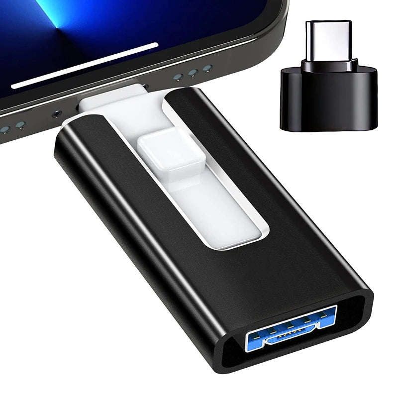 4-in-1 OTG USB Flash Drive – Type-C & Micro USB 3.0 Dual Purpose Memory Stick for Android & iPhone, Portable Mobile Storage Pen Drive