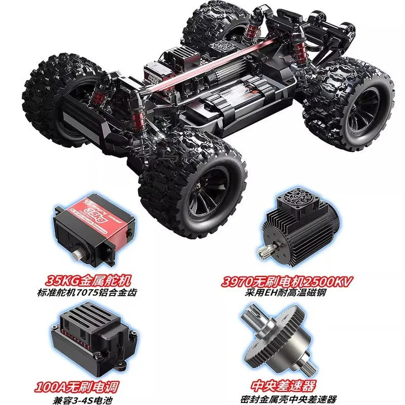 MJX 10208 Small Monster 1/10 Hypergo – 2.4G Brushless High-Speed RC Off-Road Vehicle for Adults, Professional Remote Control Car