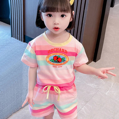 Cute Hello Kitty Summer Clothing Set for Baby Girls - T-Shirt & Elastic Waist Shorts Outfit