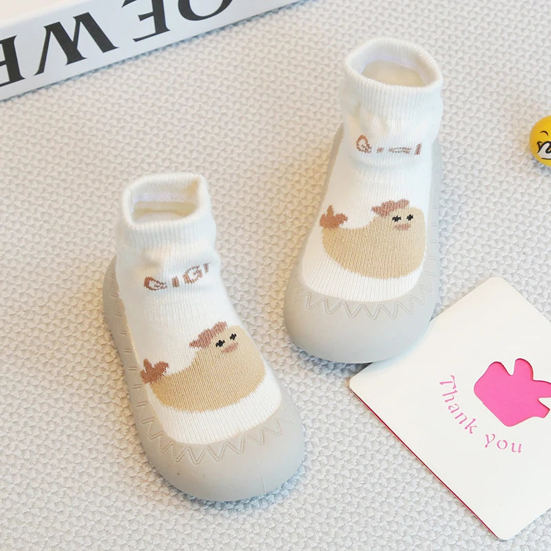 Newborn Baby Shoes — Embroidered Nonslip Socks & Soft Rubber Sole Booties for Boys & Girls