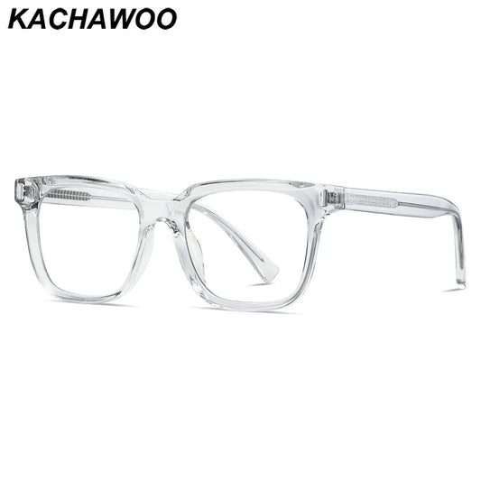 Kachawoo TR90 Anti-Blue Light Glasses – Unisex Square Frame, Transparent Grey, Korean Style Eyewear