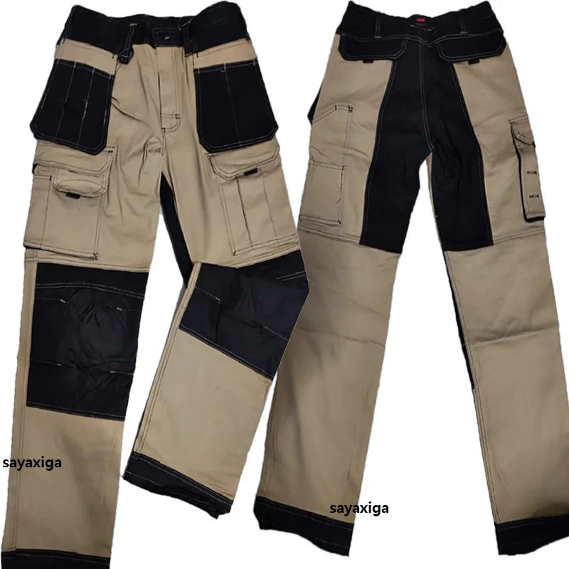 Men’s Multi-Pocket Cargo Work Pants with Knee Pads – Durable Wear-Resistant Tactical Trousers for Outdoor Workwear and Construction Use