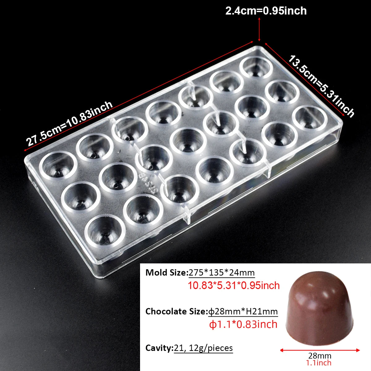 3D Polycarbonate Chocolate Mold - Sphere Diamond Chocolate Bomb & Bonbon Baking Mold for Professional Candy Making