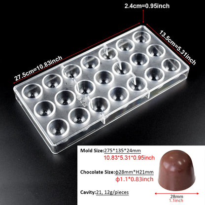 3D Polycarbonate Chocolate Mold - Sphere Diamond Chocolate Bomb & Bonbon Baking Mold for Professional Candy Making