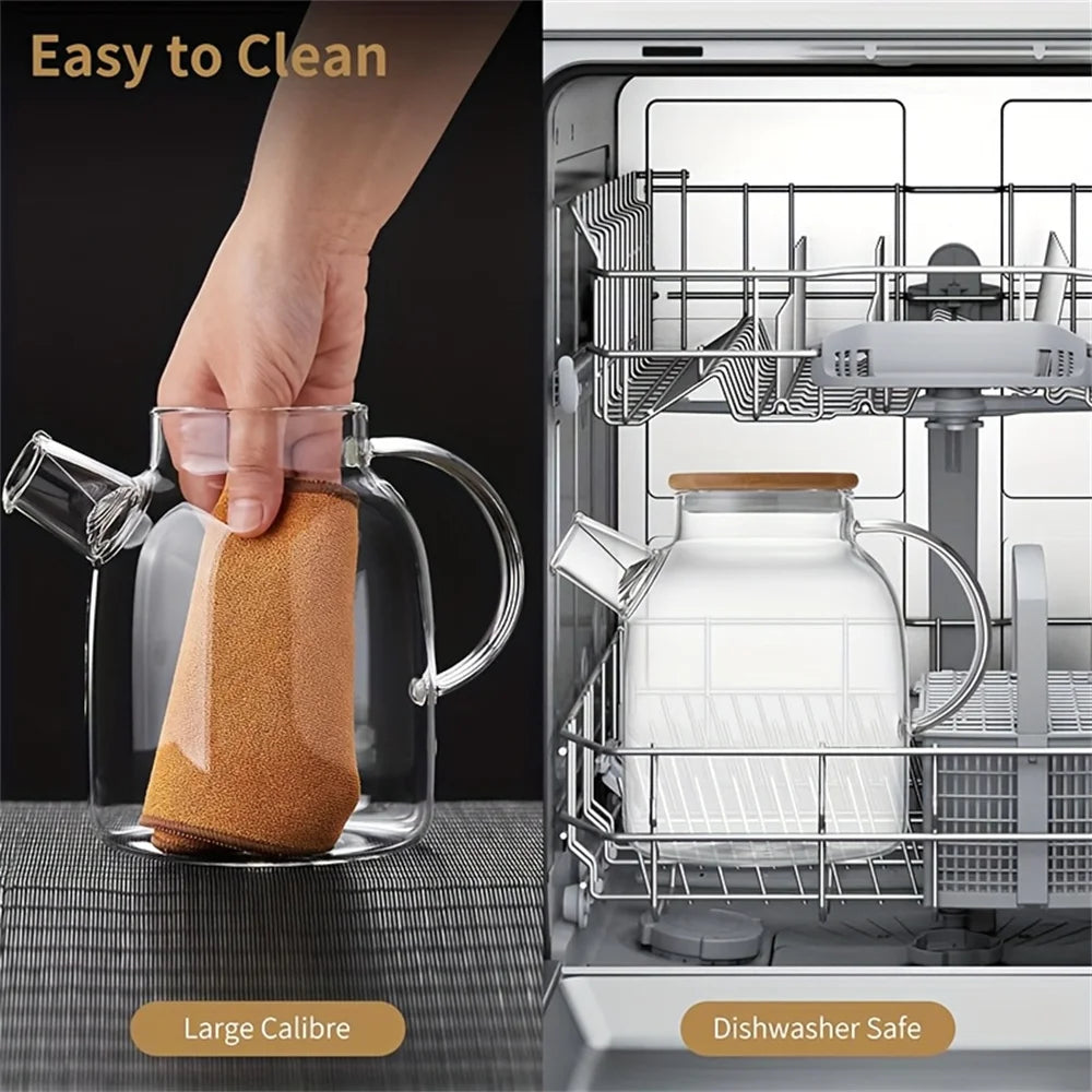 Large Capacity Heat-Resistant Glass Teapot Kettle for Hot & Iced Tea – 1L/1.8L