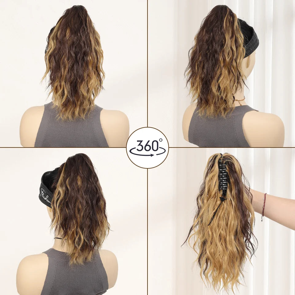 LUPU 14" Synthetic Curly Claw Clip-In Ponytail – Heat-Resistant Fashion Hair Extension for Daily Wear, Halloween & Holidays