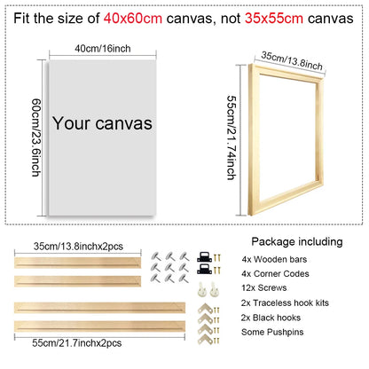 Wooden Canvas Frames – 30x40, 40x50, 50x70, 60x90cm for Photos, Oil Paintings & Diamond Painting Wall Art