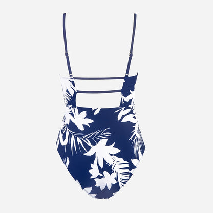 CUPSHE Leaf Print Square Neck One-Piece Swimsuit for Women – Sexy Backless Shirred Monokini Swimwear 2023 Beach Bathing Suit