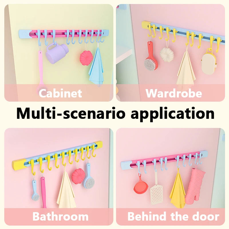Non-Perforated Sliding Rail Hooks – Universal Kitchen & Door Storage Hooks for Household Shelves