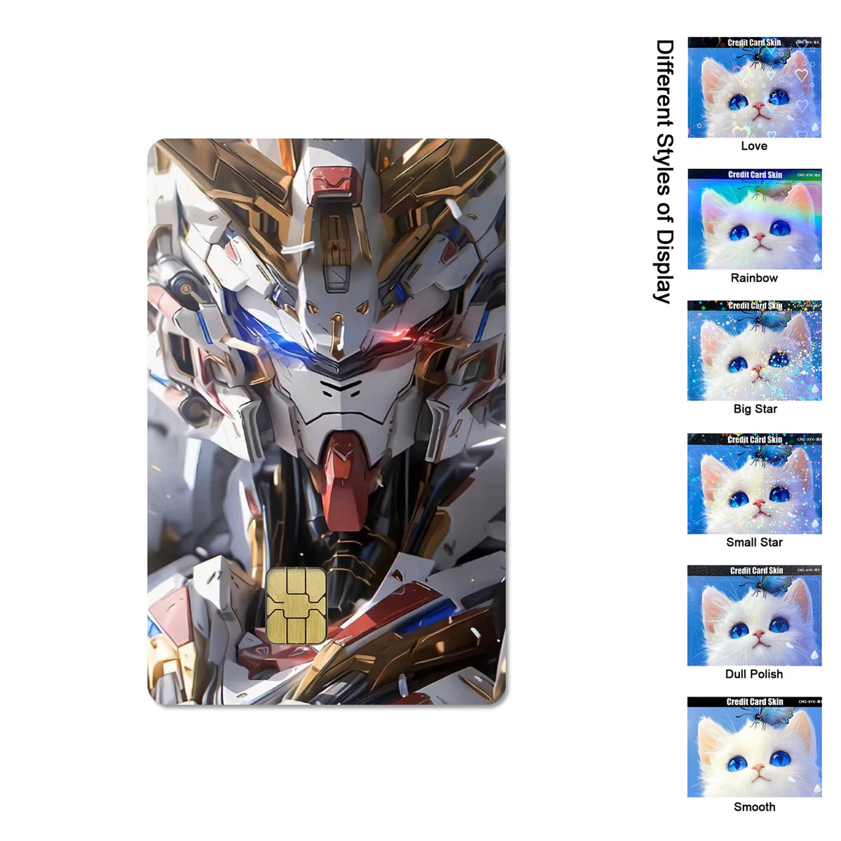 Gundam RX-78-2 & ZGMF-X19A Card Stickers - 2.5D HD Matte Waterproof PVC Skins for Credit and Debit Cards