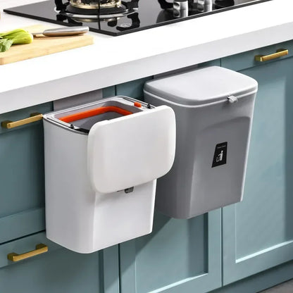 Wall-Mounted Kitchen and Bathroom Garbage Bin with Lid - Available in 7L and 9L Sizes, Ideal for Storage and Waste Management