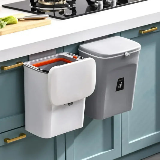 Wall-Mounted Kitchen and Bathroom Garbage Bin with Lid - Available in 7L and 9L Sizes, Ideal for Storage and Waste Management