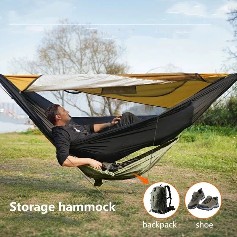 Portable Outdoor Storage Hammock - Small Camping Organizer for Clothes, Shoes & Gear