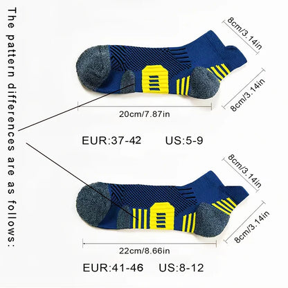 3 Pairs Professional Sports Socks – Non-Slip Towel Bottom Running Socks for Men & Women, Breathable Quick-Dry Basketball Training Ankle Sox