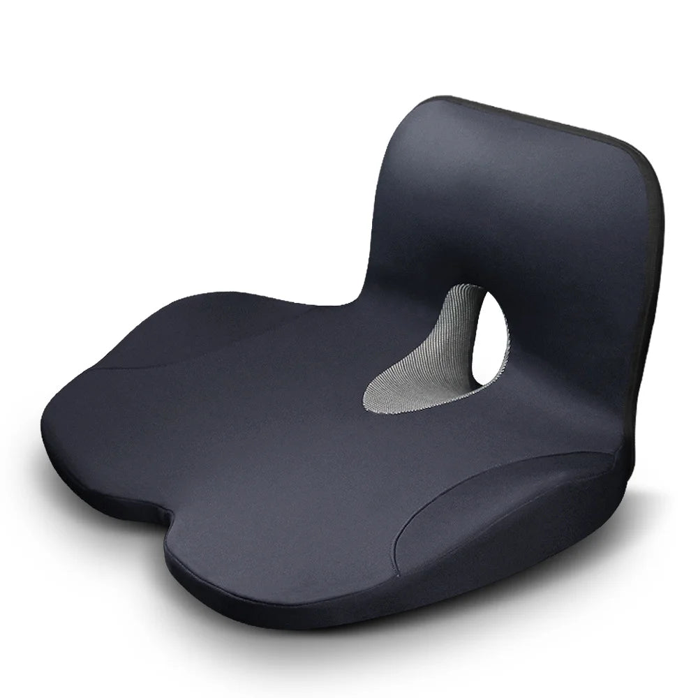 Memory Foam Seat Cushion & Back Support Pillow Set — Orthopedic Ergonomic Coccyx, Hip, and Lumbar Relief for Office Chair & Car