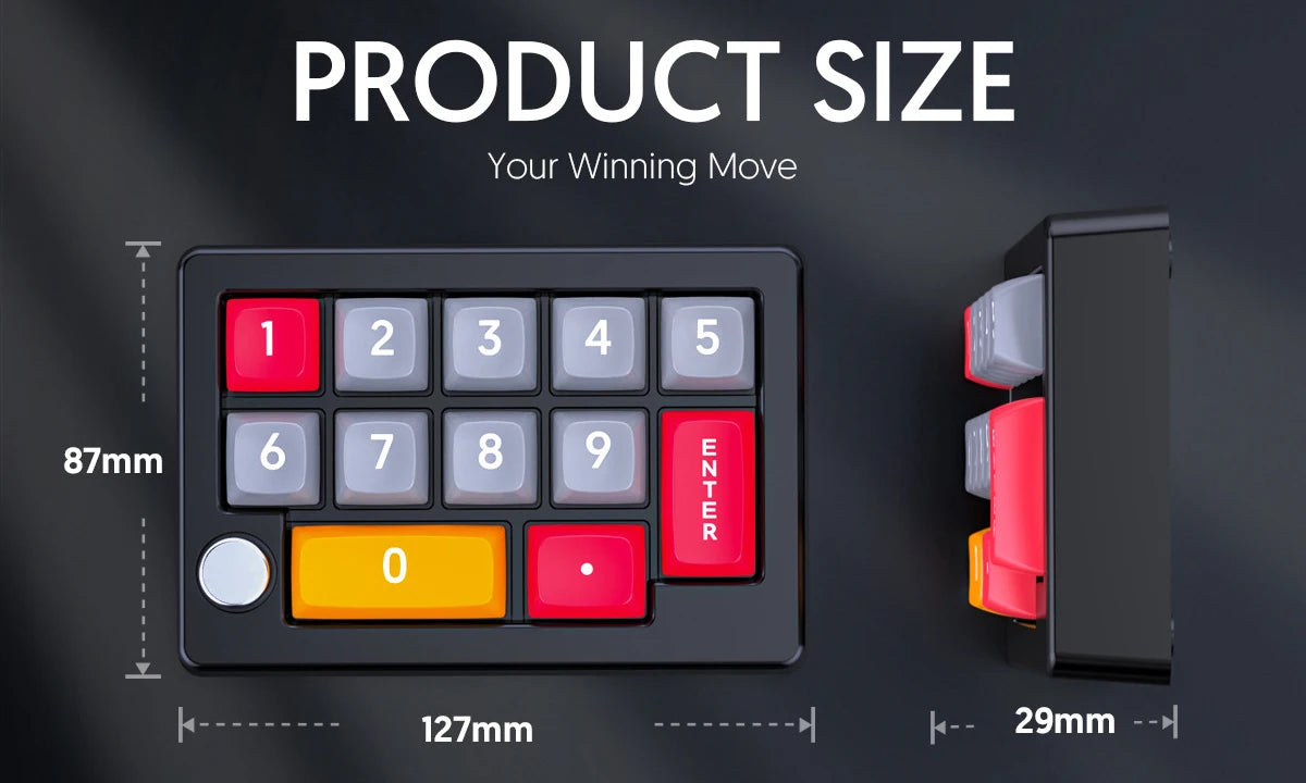 13-Key Programmable Mechanical Mini Keyboard – Hot-Swappable Switches with 7-Color RGB Lighting for Gaming