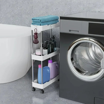Rolling Bathroom Storage Rack - Multi-Purpose Utility Cart with Wheels, 3/4 Layer Organizer for Bathroom Essentials