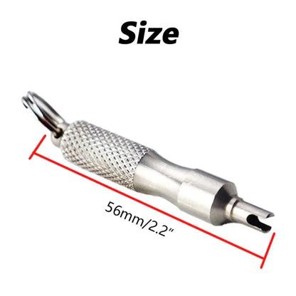 Universal Stainless Steel Tire Valve Core Remover Tool – Anti-Rust Screwdriver with Key Ring & Valve Wrench