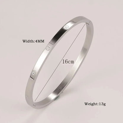 Stainless Steel Cuff Bracelet — Crystal Charm Bangle for Women, Fashion Jewelry