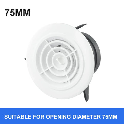 75-200mm Adjustable Round Wall Vent – ABS Indoor Ventilation Grille with Airflow Control