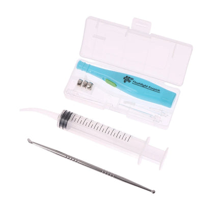 LED Tonsil Stone and Earwax Remover Tool – Stainless Steel Ear Pick Set with Tips and Irrigation Syringe for Ear Care