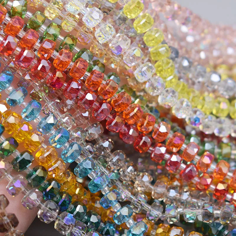 8mm Crystal Glass Beads Set - 30PCS Color Wheel Faceted Round Loose Beads for DIY Jewelry Making & Bracelets
