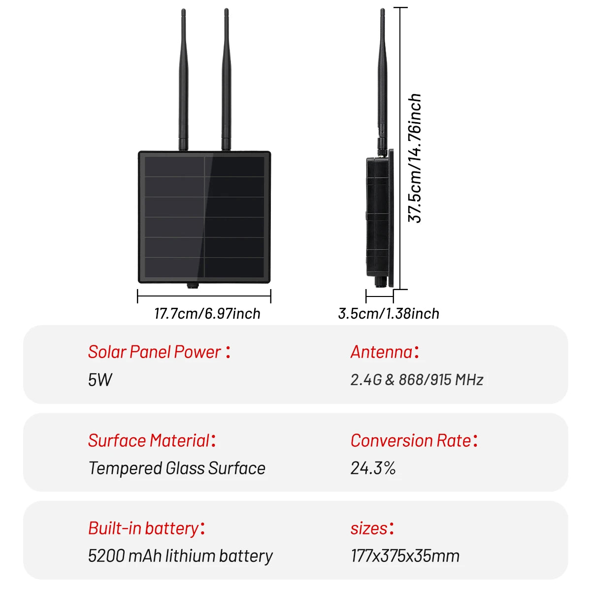 D5 5W Waterproof Solar Panel with Battery Controller - Solar Power Kit for LoRaWAN, RAK LoRa, Meshtastic & MeshCore Repeaters