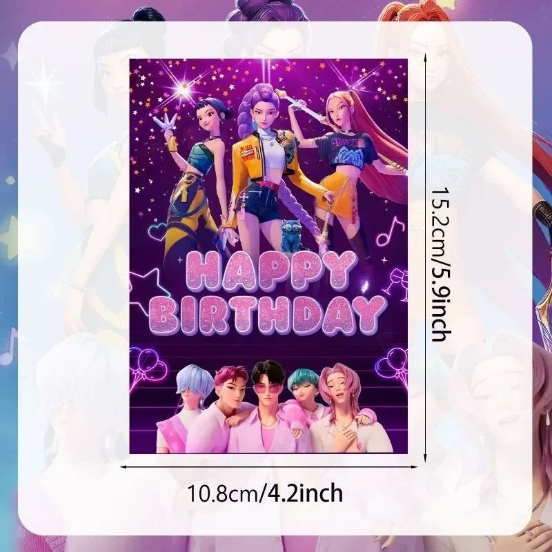 12PCS KPop Demon Hunters Birthday Party Invitation Cards – Anime Single-Page Greeting Cards