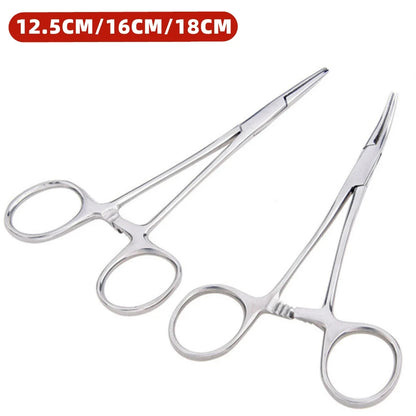 Stainless Steel Hemostatic Forceps – Surgical Locking Clamp Tool, Curved & Straight Tip Fishing Pliers & Medical Hemostat Tool