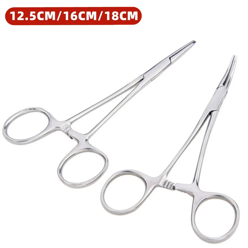 Stainless Steel Hemostatic Forceps - Locking Surgical Clamps with Curved & Straight Tip Pliers