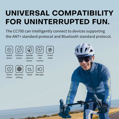 GEOID CC700/PRO Bike Computer - Wireless Color Screen Cycling Speedometer with ANT+, WiFi, IPX7 Waterproof & Odometer